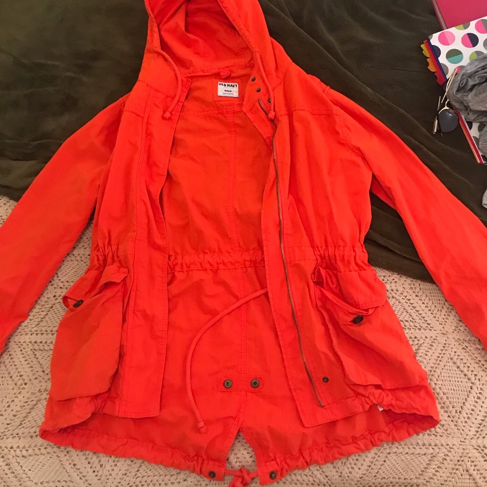 Orange hooded statement coat - old navy
